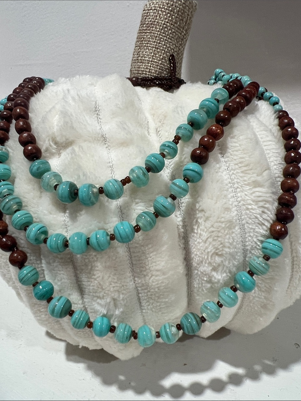 Turquoise & Brown Beaded Layered Necklace - Women Jewelry